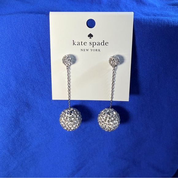Kate Spade Glittering Silver Drop Earrings - Picture 2 of 5